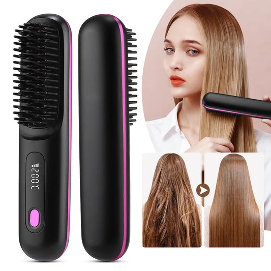Wireless Heated Hair Brush – Smooth, Straight & Frizz-Free Styling Anywhere